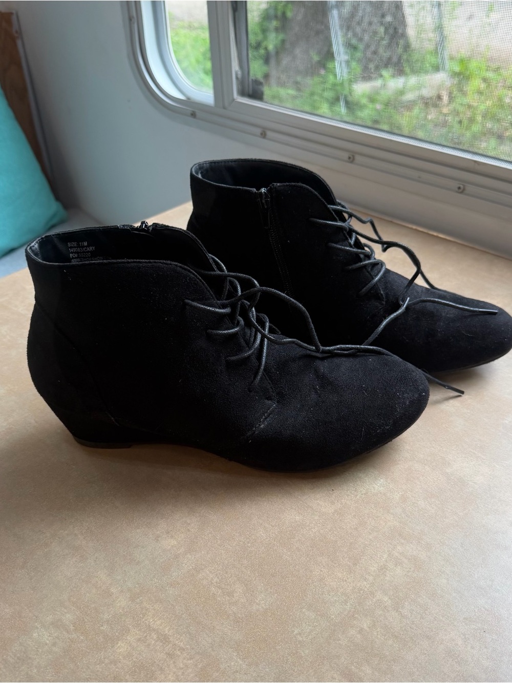 Black Women's Lace-Up Ankle Boots - Classic Suede Style